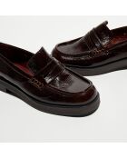 Mocassins en Cuir vernis Pino marron foncé bordeaux