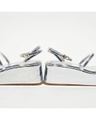 Sandales compensées en Cuir miroir Gio argentées - Talon 6,3 cm