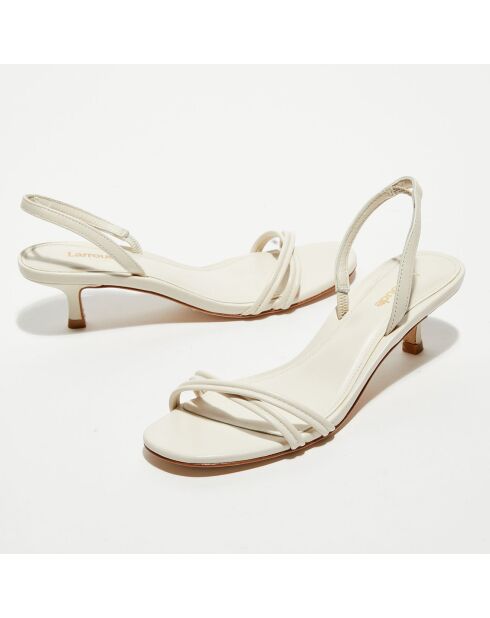 Mini Annie Ecru leren sandalen met hak van 4,5 cm