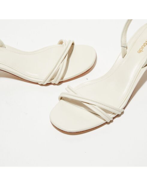 Mini Annie Ecru leren sandalen met hak van 4,5 cm