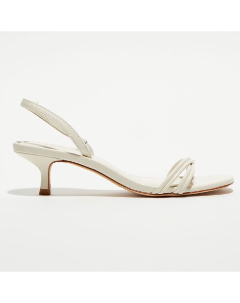 Mini Annie Ecru leren sandalen met hak van 4,5 cm