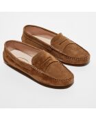 Mocassins en Velours de Cuir Jade camel