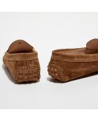 Mocassins en Velours de Cuir Jade camel