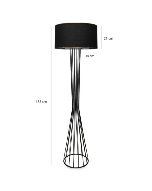 Lampadaire Ayd noire - 21x38x155 cm