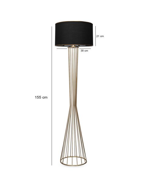 Lampadaire Ayd noir/doré - 21x38x155 cm