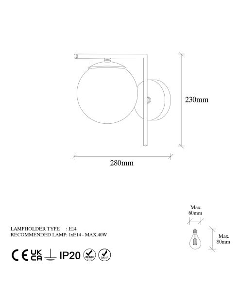 Lámpara de pared antigua 7141 - 15x28x23 cm