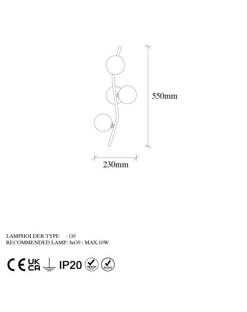 Antieke wandlamp 7147 - 23x19x55 cm