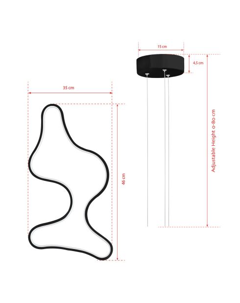 Lustre Ligo noir - 35x46x2 cm