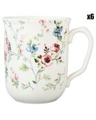 6 Mugs Fleurs Champêtres multicolores  - 11x8x10 cm