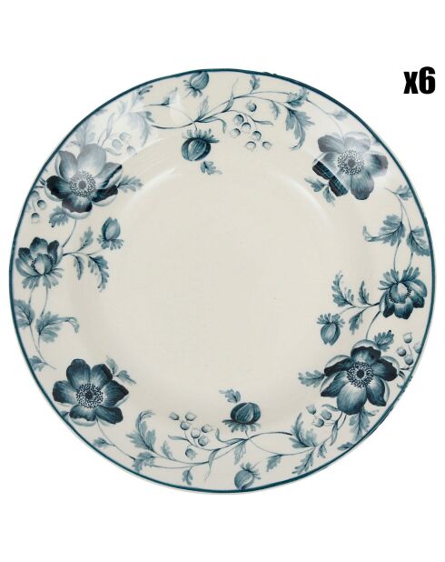 6 Assiettes creuses Margaux bleues  - D.23 cm