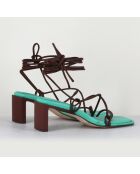 Groene leren sandalen in Alberta met hak van 6,5 cm