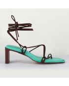 Groene leren sandalen in Alberta met hak van 6,5 cm