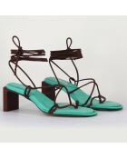 Groene leren sandalen in Alberta met hak van 6,5 cm