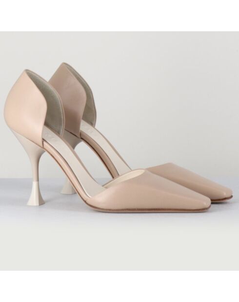 Escarpins en Cuir Holly Cris beiges - Talon 8.5 cm