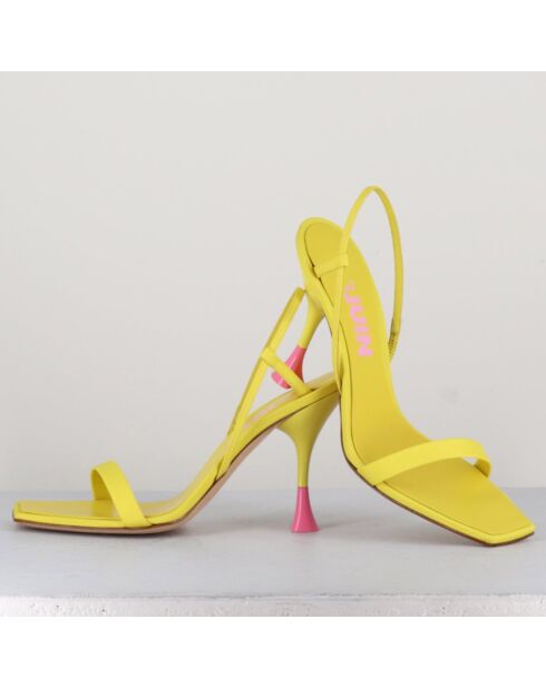 Gelbe Ledersandalen Ischia Kimi mit 9,5 cm Absatz