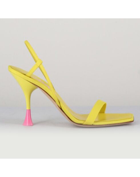 Gelbe Ledersandalen Ischia Kimi mit 9,5 cm Absatz