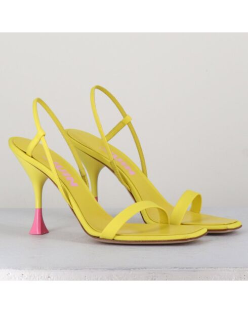 Gelbe Ledersandalen Ischia Kimi mit 9,5 cm Absatz