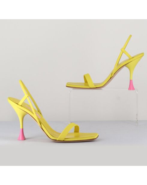 Gelbe Ledersandalen Ischia Kimi mit 9,5 cm Absatz