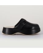 Zuecos Lipari Cat de piel negra, tacón de 5 cm