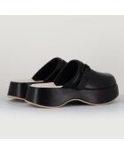 Zuecos Lipari Cat de piel negra, tacón de 5 cm