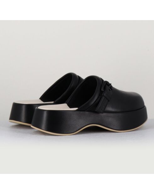 Zuecos Lipari Cat de piel negra, tacón de 5 cm