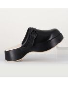 Zuecos Lipari Cat de piel negra, tacón de 5 cm