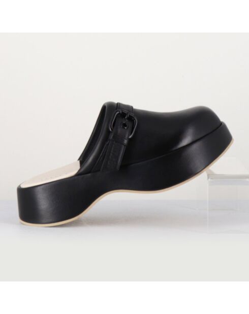 Zuecos Lipari Cat de piel negra, tacón de 5 cm