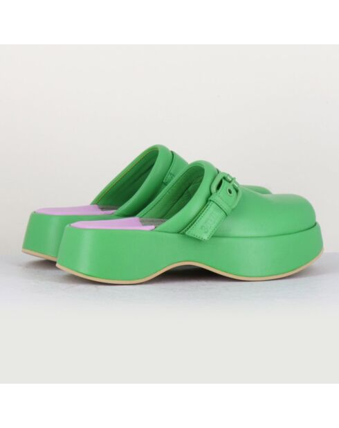 Lipari Cat Leder-Clogs, 5 cm Absatz, Grün