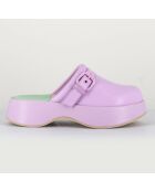 Sabots en Cuir Lipari Chat lilas - Talon 5 cm