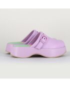 Sabots en Cuir Lipari Chat lilas - Talon 5 cm
