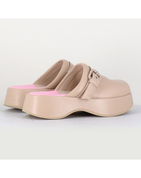 Leder-Clogs Lipari Cat, beige, 5 cm Absatz