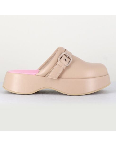 Leder-Clogs Lipari Cat, beige, 5 cm Absatz