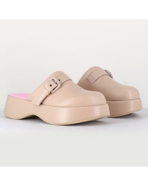 Leder-Clogs Lipari Cat, beige, 5 cm Absatz