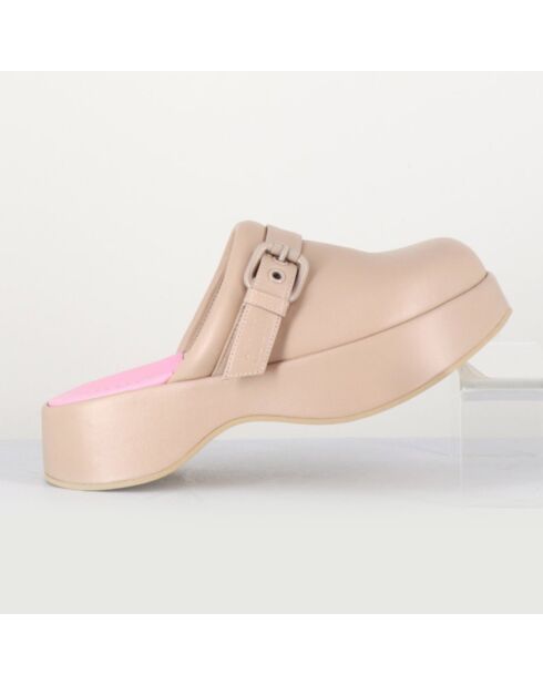 Leder-Clogs Lipari Cat, beige, 5 cm Absatz