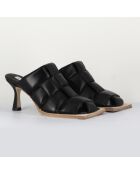Mules de piel negra Mayte - Tacón 7 cm