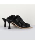 Mules de piel negra Mayte - Tacón 7 cm