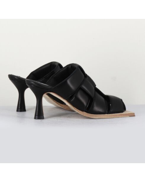 Mules de piel negra Mayte - Tacón 7 cm