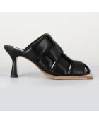 Mules de piel negra Mayte - Tacón 7 cm