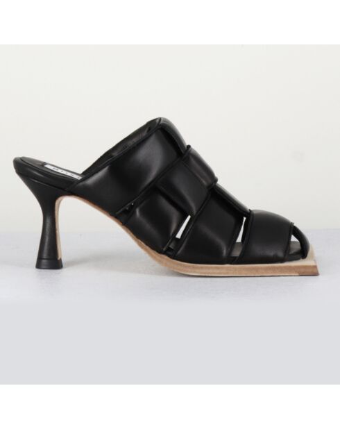 Mules de piel negra Mayte - Tacón 7 cm