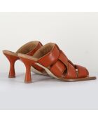 Mules en Cuir Mayte camel - Talon 7 cm