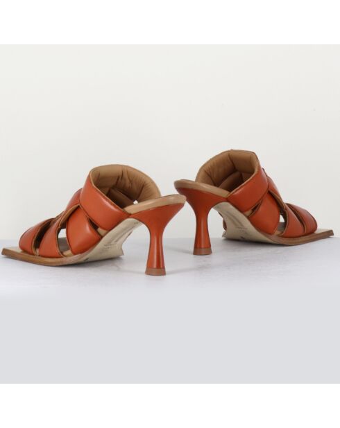 Mules en Cuir Mayte camel - Talon 7 cm
