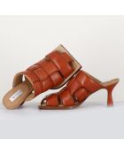 Mules en Cuir Mayte camel - Talon 7 cm