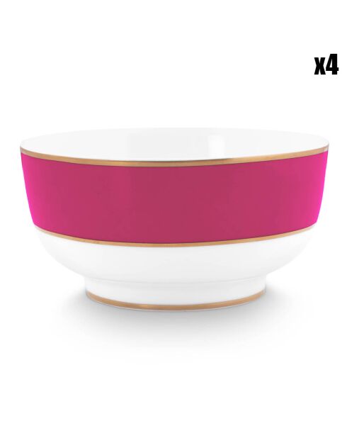 4 rosafarbene Pip Chique Porzellanschalen - D.15 cm