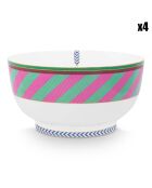 4 Bols en Porcelaine Pip Chique rose/vert -  D.15 cm