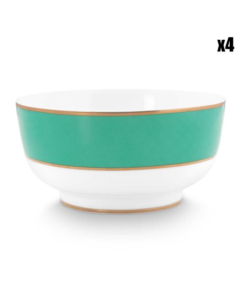 4 grüne Porzellanschalen von Pip Chique - D.15 cm