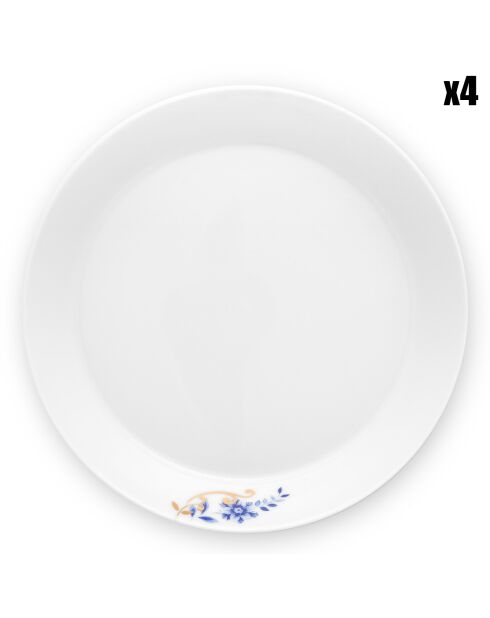 4 Assiettes creuses en Porcelaine Royal Stripes bleues -  D,21 cm