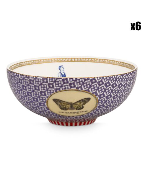 6 Bols Héritage en Porcelaine Carreaux bleus -  D.11 cm