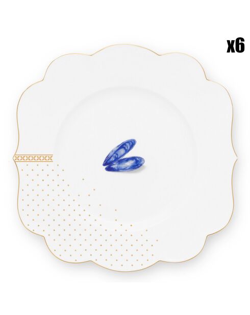 6 Assiettes dessert en Porcelaine Royal Yerseke blanches - D.23 cm