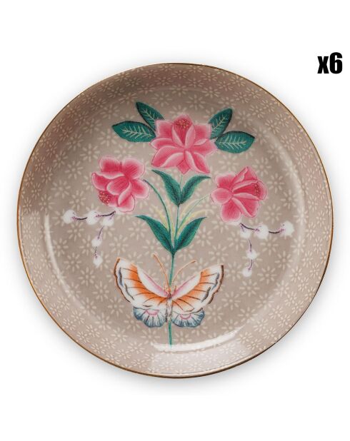 6 Reposes sachets en Porcelaine Blushing Birds Kaki kaki -  9x1.8x9 cm