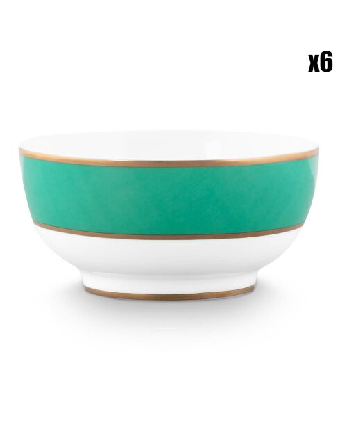 6 Bols en Porcelaine Pip Chique verts -  D.11 cm